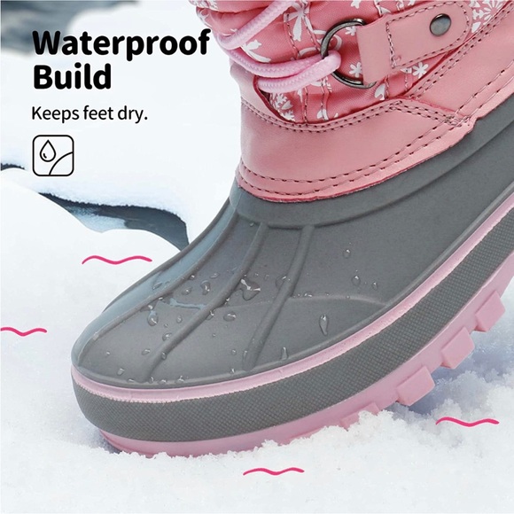 New in box pink snow boots little kids size 10 with faux fur lining - Picture 16 of 16